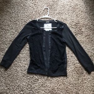 Black cardigan with lace front